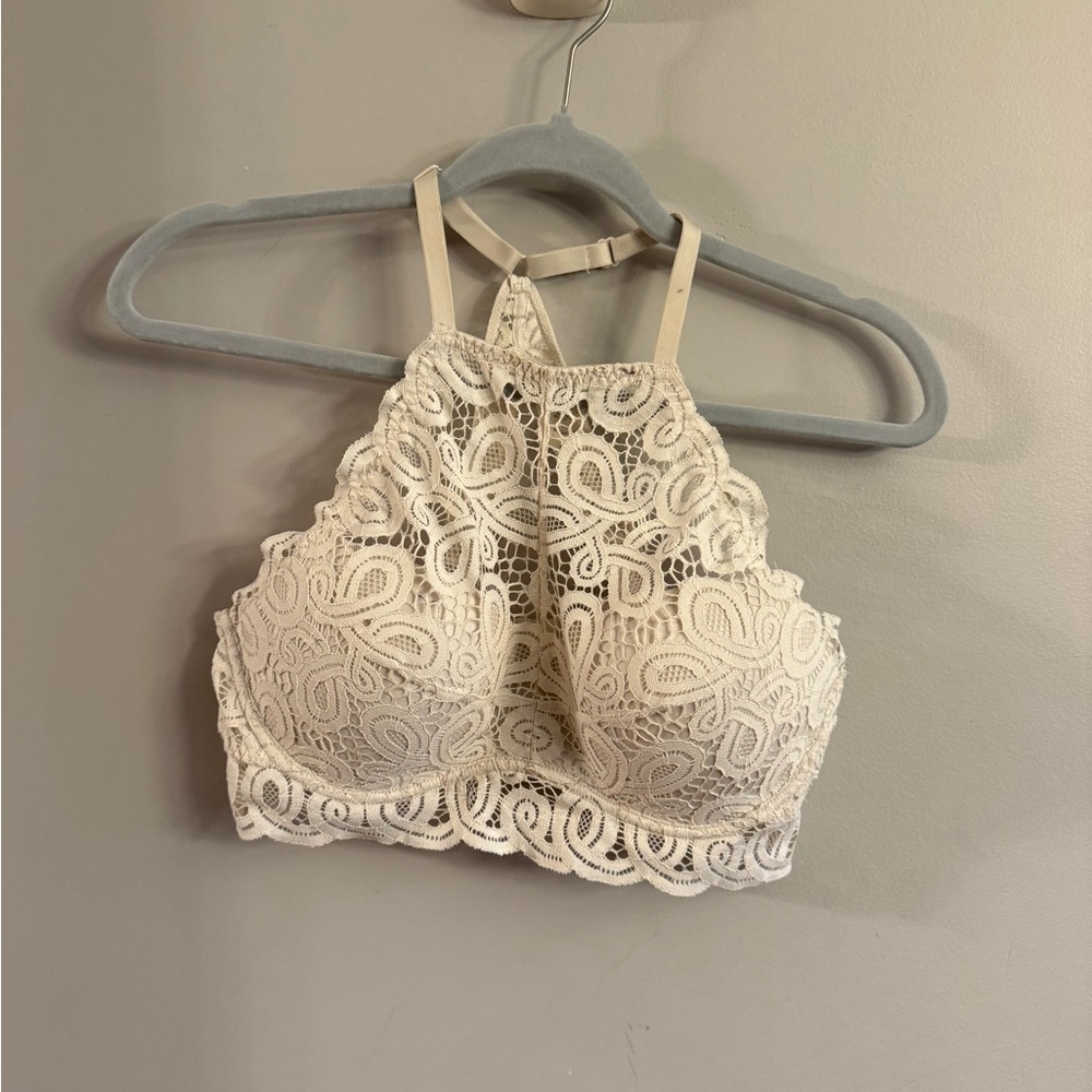Victoria’s Secret PINK Lace Push Up Bralette Cream Racerback Size